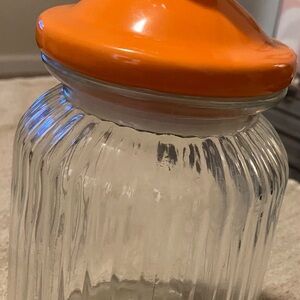 Glass Jar with Orange Lid